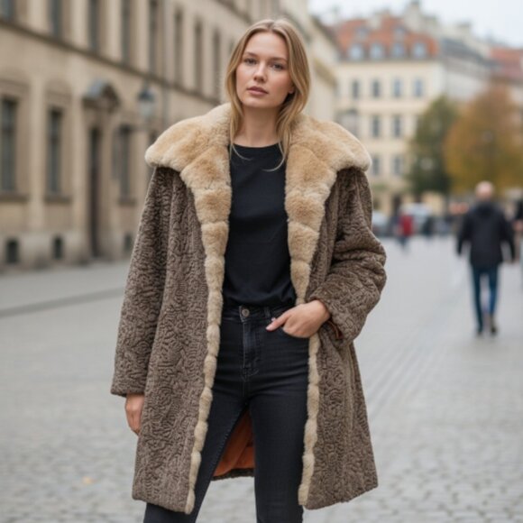 Vintage Jackets & Blazers - Vintage Faux Persian Lamb Coat